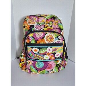 Vera Bradley Quilted Campus Backpack Floral Colorful Water Repellent Discontinue